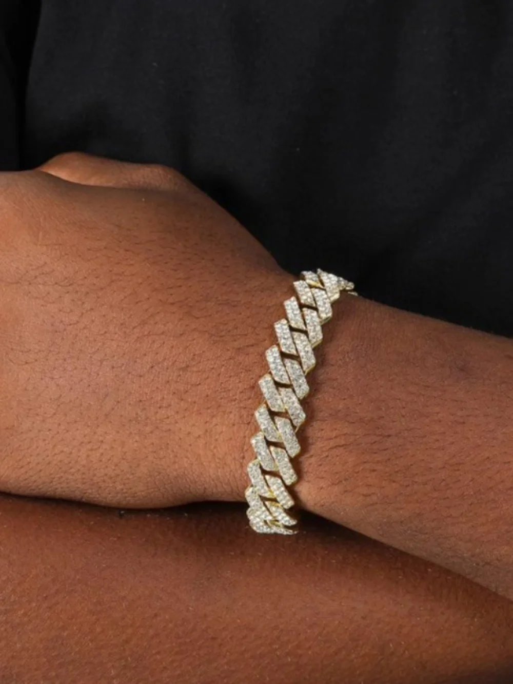 Gold Iced 14mm Men's Miami Cuban Chain Link Bracelet 8